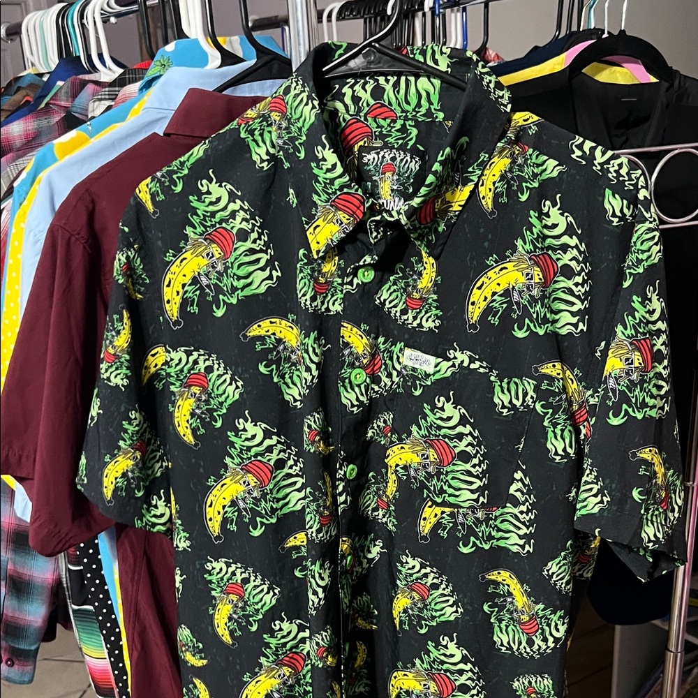 DIXXON Black Shirt with Green and Yellow Graphics